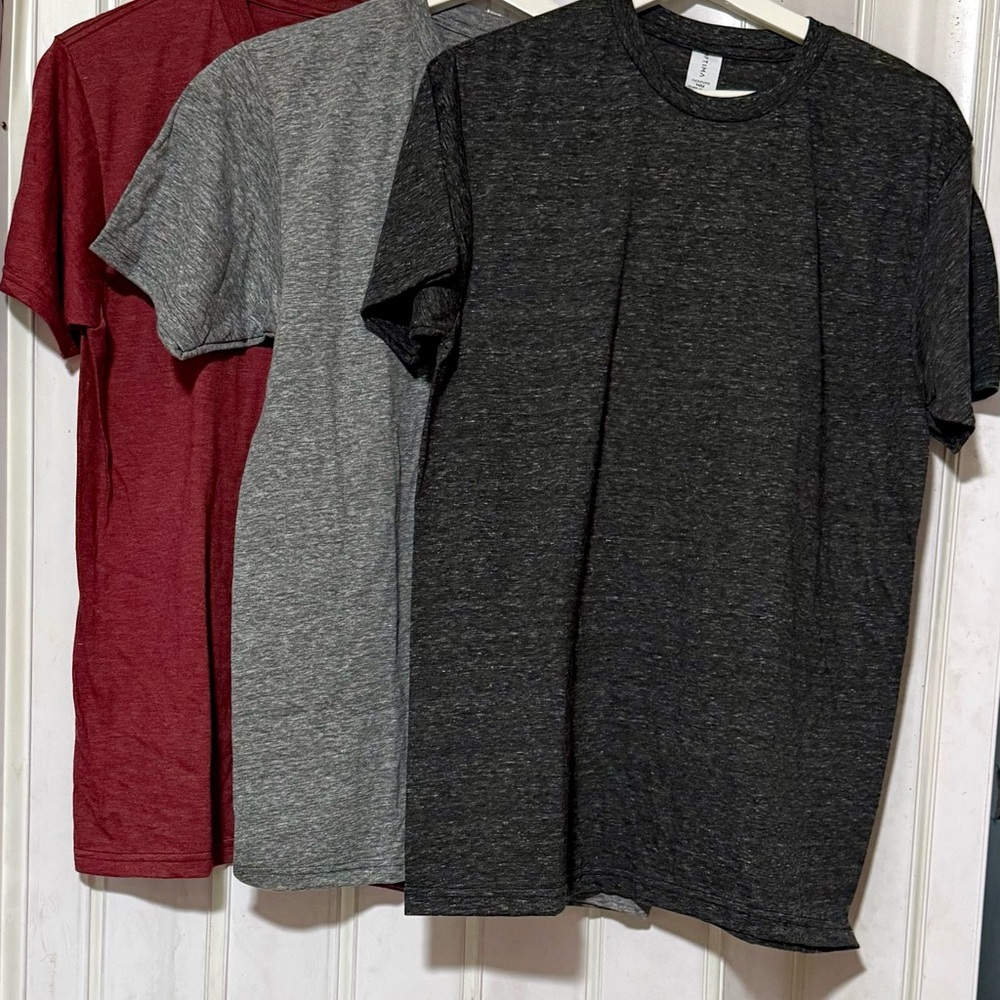 Men's Heathered Crew Neck T-Shirt - Black, Gray, Burgundy